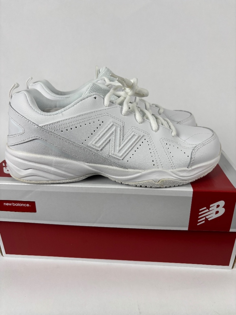 NEW BALANCE KX624WTY White Leather Run/Walk Sneakers Size 7 Men's Athletic Shoes